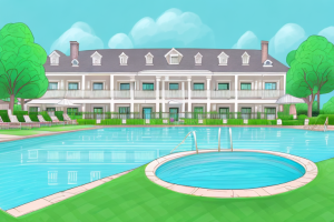 A luxurious retirement home with a pool