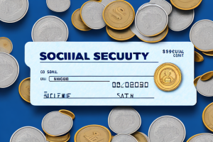 A social security card with a stack of coins beside it