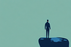 A person standing at the edge of a cliff