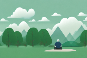 A peaceful landscape with a retiree enjoying the scenery