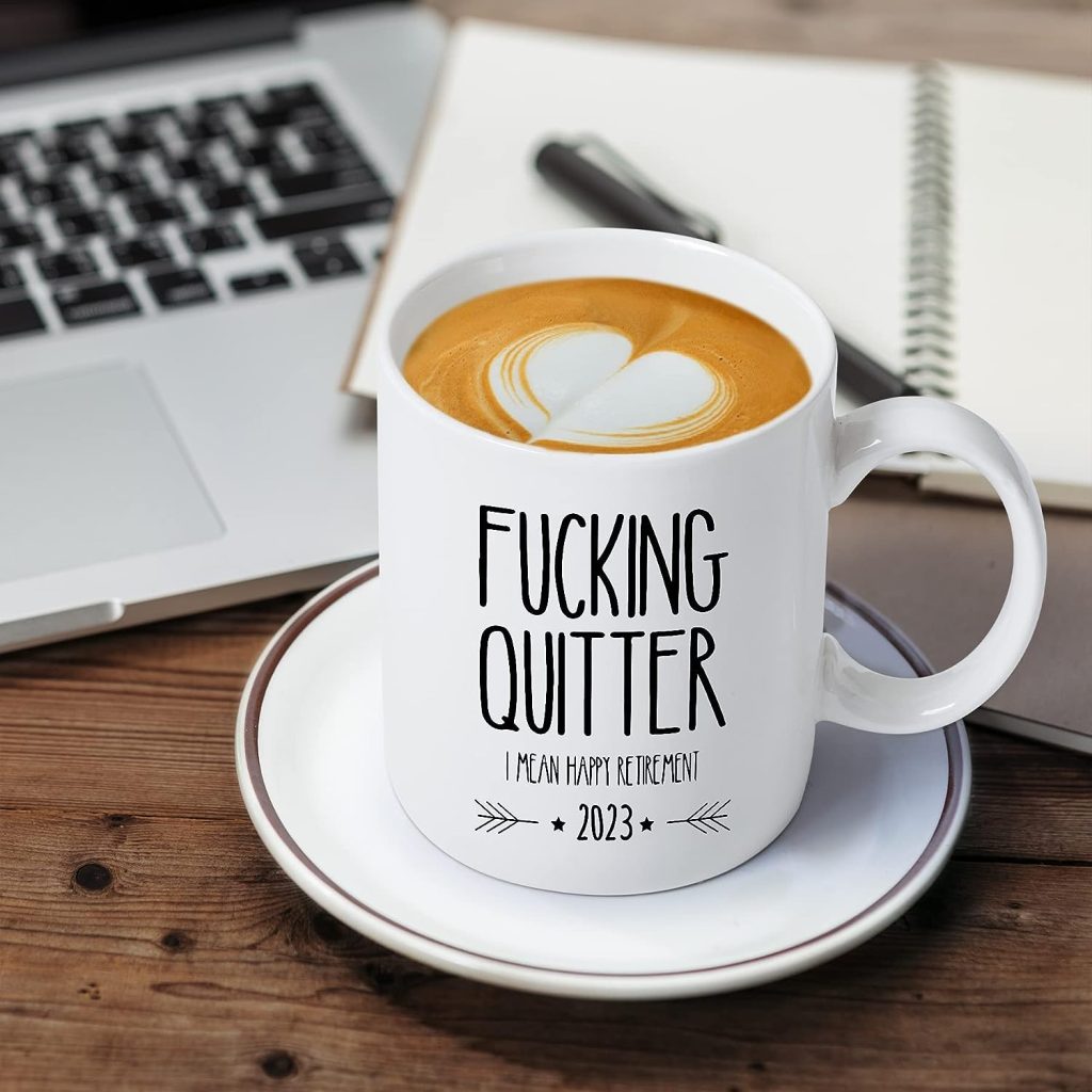 Funny Retirement Gifts for Men Women-Quitter I Mean Happy Retirement Coffee Mugs 2023, Unique Retired Mugs Gift Ideas for Coworkers Office  Family