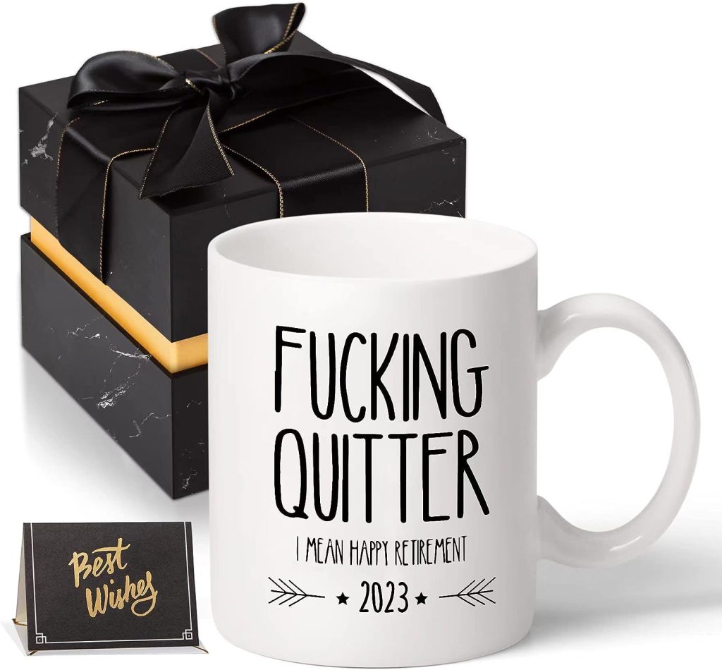 Funny Retirement Gifts for Men Women-Quitter I Mean Happy Retirement Coffee Mugs 2023, Unique Retired Mugs Gift Ideas for Coworkers Office  Family