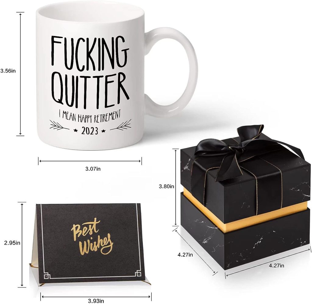 Funny Retirement Gifts for Men Women-Quitter I Mean Happy Retirement Coffee Mugs 2023, Unique Retired Mugs Gift Ideas for Coworkers Office  Family