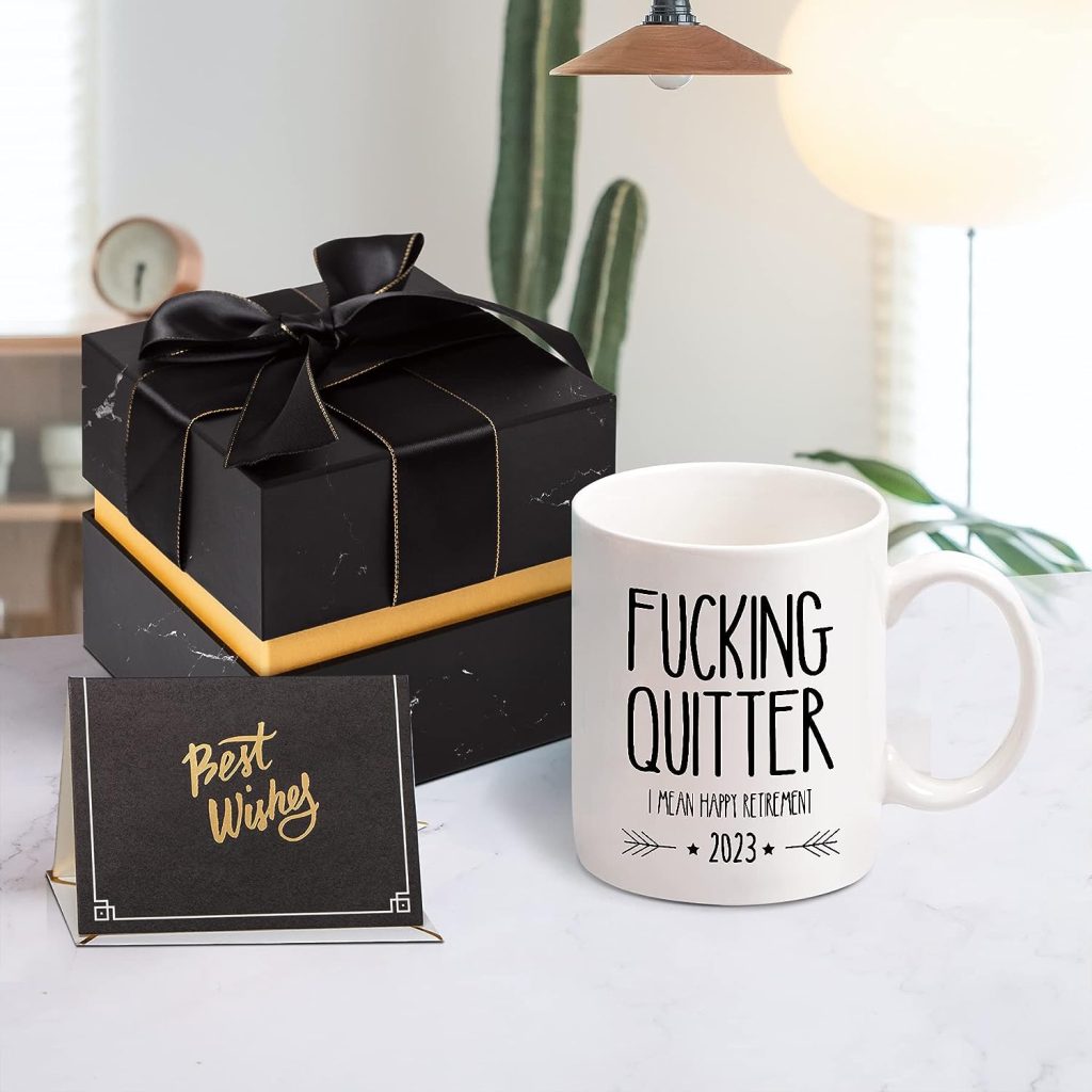 Funny Retirement Gifts for Men Women-Quitter I Mean Happy Retirement Coffee Mugs 2023, Unique Retired Mugs Gift Ideas for Coworkers Office  Family