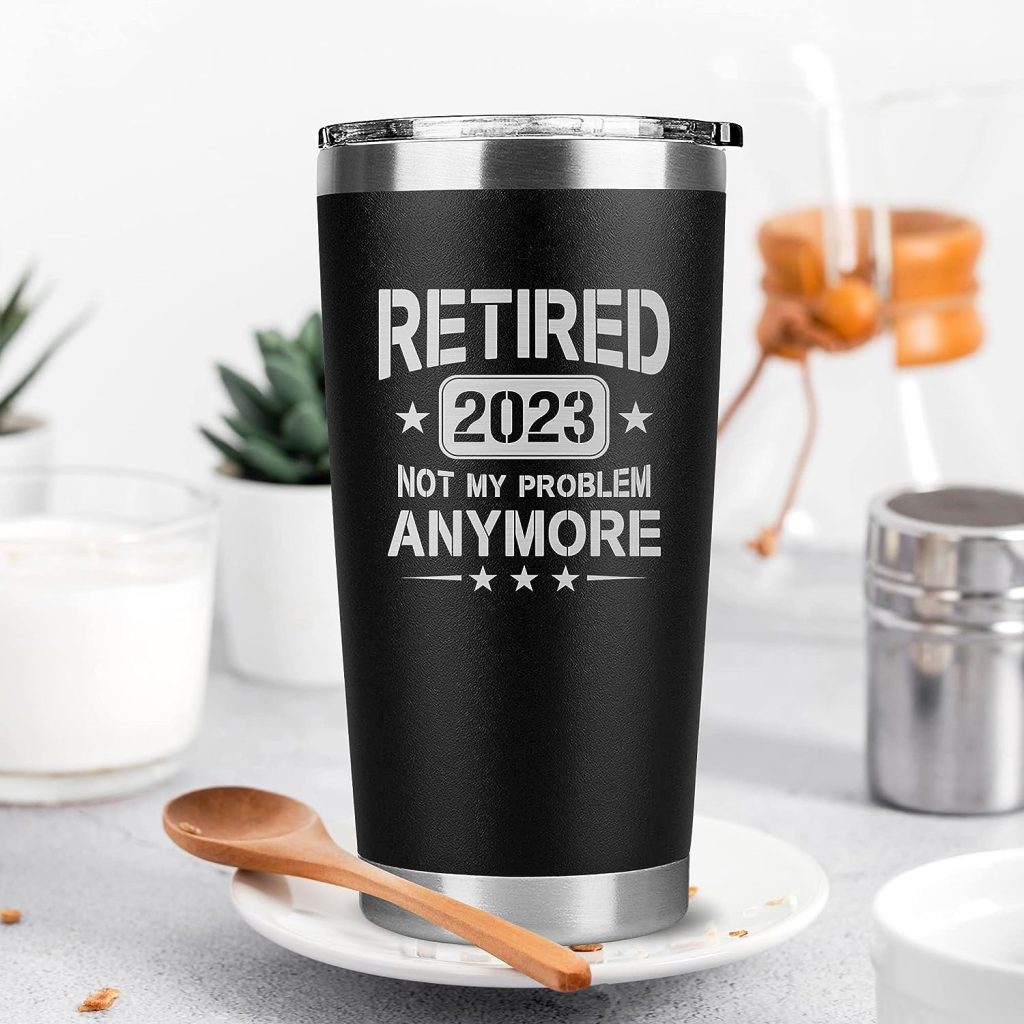 Retirement Gifts for Men, Women, Teacher, Coworkers 2023 - Farewell, Coworker Leaving, Happy Retirement Gifts, Humorous Retirement Gifts Idea, Funny Retired Gifts for Men 20oz Coffee Tumbler (Black)