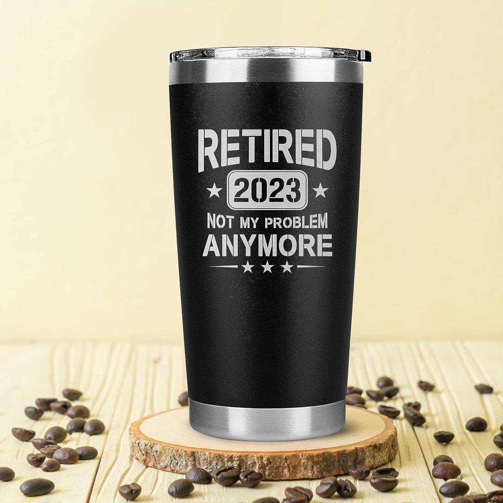 Retirement Gifts for Men, Women, Teacher, Coworkers 2023 - Farewell, Coworker Leaving, Happy Retirement Gifts, Humorous Retirement Gifts Idea, Funny Retired Gifts for Men 20oz Coffee Tumbler (Black)