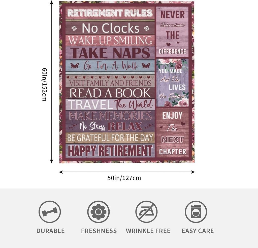 Zolumy Retirement Gifts for Women/Men 2023, Best Retirement Gifts Ideas, Funny Farewell Gifts for Coworkers Women, Going Away Gift, Goodbye Gifts for Coworkers, Coworker Leaving Gift Blanket 60X50in